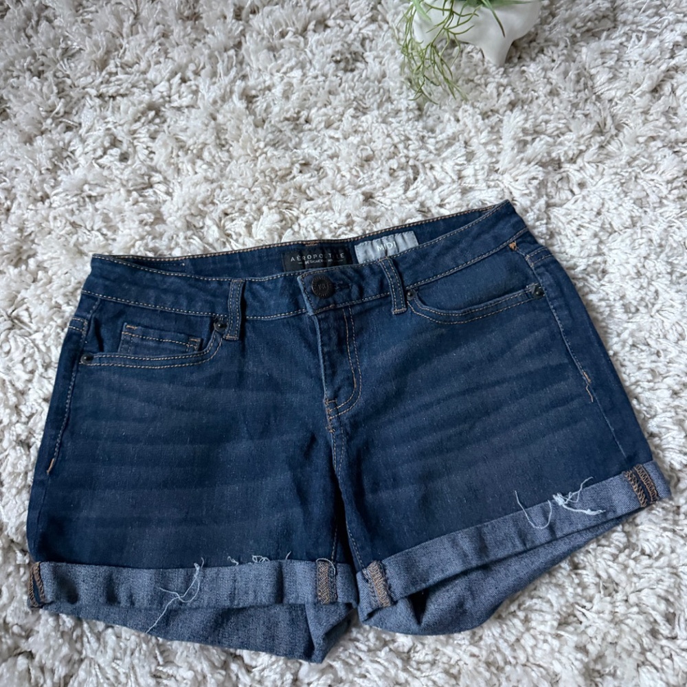 Stylish deep blue Aeropostale Deep Blue all American thick denim women’s summer - Picture 2 of 7